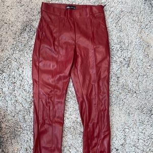 Red leather pants